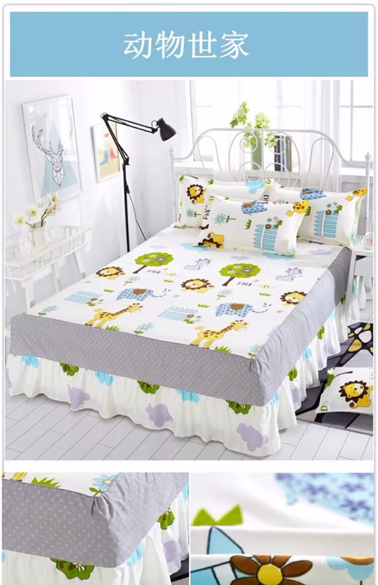 Váy ngủ trải giường bảo vệ che bụi dày lên giường bao gồm tất cả 笠 2018 mới đôi hoa sen lá ren mùa hè ga giường viền họa tiết
