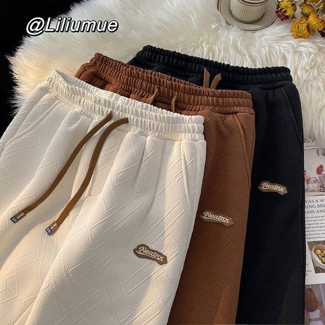 Sweatpants women's winter outerwear design lamb wool plus velvet Japanese style lazy style grandma cotton trousers thickened trousers