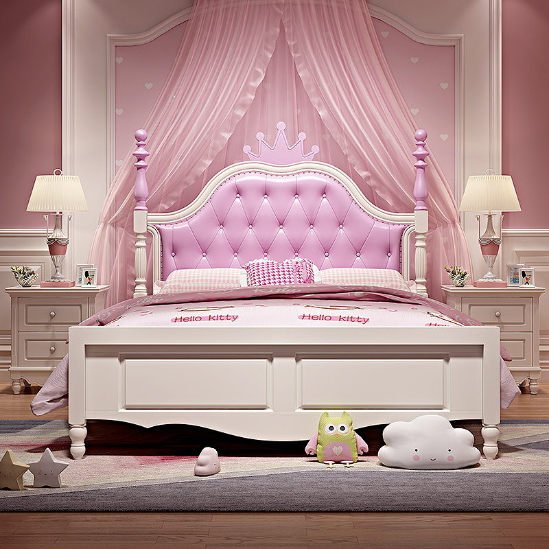 Solid wood children's bed single bed girl bedroom girl dream castle 1 2m princess bed cartoon bed girl bed