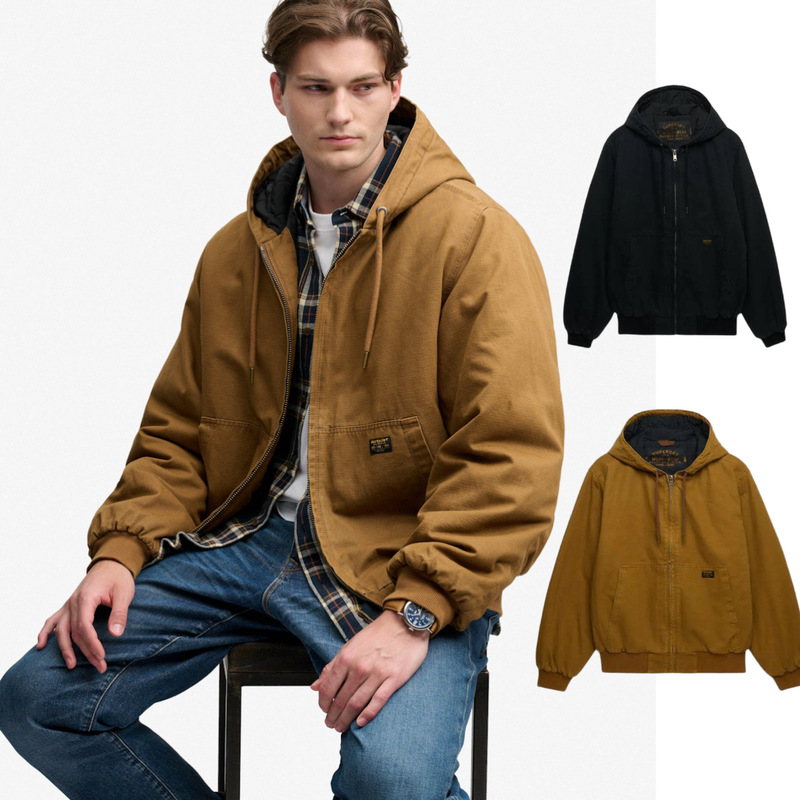 Superdry Extreme Dry 26Fw Quilted Workwear Hooded Bomber Warm Jacket