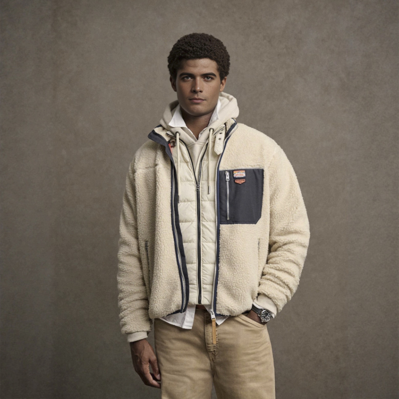 Superdry Extremely Dry-Touch Casual Lamb Wool Stand Collar Zip-Up Fleece Jacket