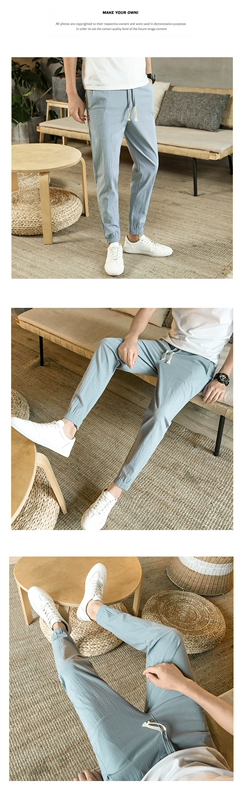 Mùa xuân và quần mùa thu quần âu nam Hàn Quốc Slim 2019 xu hướng mới cotton và vải lanh rộng lanh Slim chín điểm - Crop Jeans