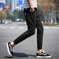 Small feet tooling pants men Korean trend spring straight casual sports bunch foot ankle-length pants slim Tide brand ins