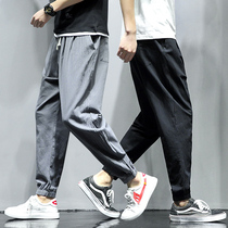 Chinese style cotton linen mens pants summer thin straight trousers mens linen casual pants large size autumn trousers