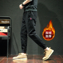 Autumn corduroy casual pants mens slim youth Korean solid color elastic trousers mens trend mens pants Wild