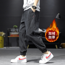 Corduroy pants mens Korean fashion bunches feet casual trousers 2019 autumn and winter ins Tide brand loose sports pants
