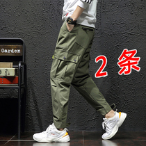 Overalls mens autumn and winter loose wear-resistant straight tube multi-bag large size Tide brand Outdoor Sports Leisure spring work military pants