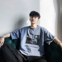 Net red T-shirt mens short sleeve ins Tide brand Korean version of wild hip hop super fire cec clothes Hong Kong wind loose half sleeve