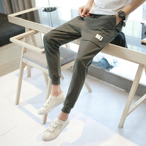 Summer mens casual pants pants Korean version of the trend Harlem pants ankle-length pants label small feet sports pants pants men