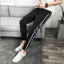 Summer thin pants men Korean version of the trend fast dry pants sports pants slim straight tube loose Ice Silk mens casual pants
