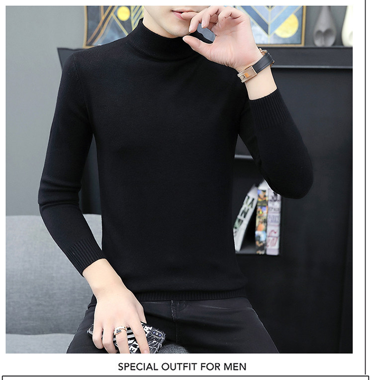 Демисезонный трикотажный приятный телу кашемировый свитер, высокий воротник, облегающий крой, увеличенная толщина 1834838250 