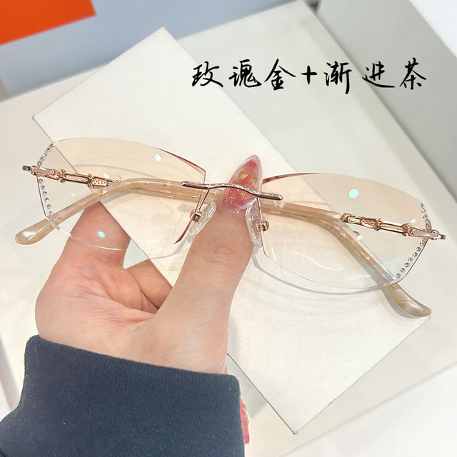 ແວ່ນຕາ myopia rimless ປ່ຽນສີສໍາລັບແມ່ຍິງອອນໄລນ໌ສາມາດຕິດຕັ້ງໄດ້ຕາມໃບສັ່ງແພດບວກກັບ astigmatism, ຕ້ານແສງສີຟ້າ, ຕ້ານ radiation, ultra-light ແລະຕ້ານອາການແພ້.