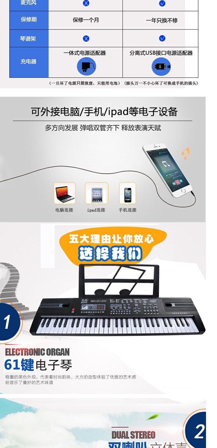 Bàn phím trẻ em 61 phím đàn piano cho người mới bắt đầu 1-3-6-12 tuổi với micrô câu đố nhạc cụ cho bé bộ trống cho bé