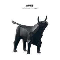AMES Italian European and American model room high-end black decorations abstract lucky Black Bull design creative ornaments