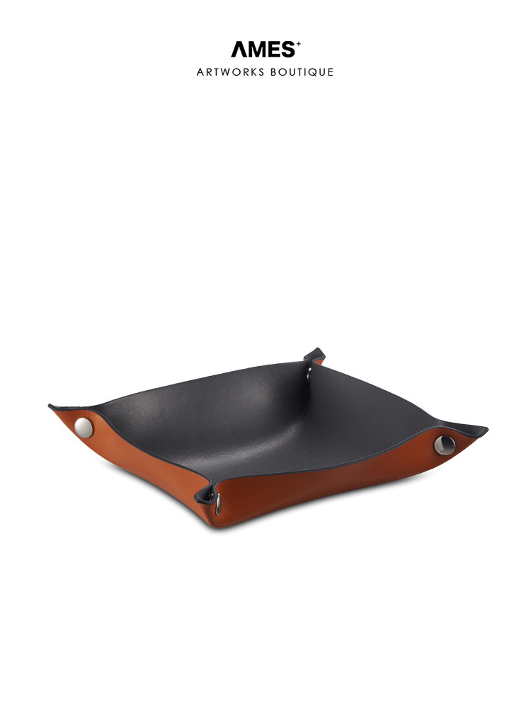 AMES leather small tray Cosmetics storage box Desktop remote control panel key entrance storage tray