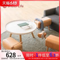 The Shude Life Museum Wooden Animals Intake Stool Cute Living-room Floor Pendulum home Decorative Pint Lion Piggy