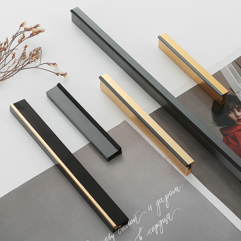 Modern minimalist one meter long wardrobe door handle aluminum alloy American light luxury drawer shoe cabinet overall cabinet door handle