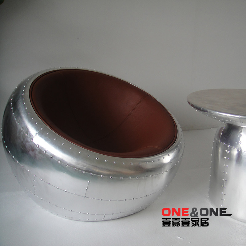 Rivet Aluminum Leather Drop Earth Chair Fiberglass Aluminum Leather Chair Retro Aluminum Leather Chair Indoor Chair Negotiation Chair