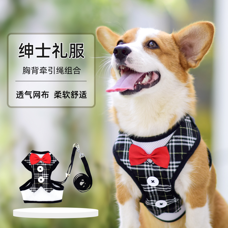 (Dr. Wolf) dog leash dog rope teddy small dog vest type dog chain walking dog rope pet supplies