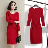 Осеннее платье для работы, пиджак классического кроя, юбка, большой размер, круглый воротник