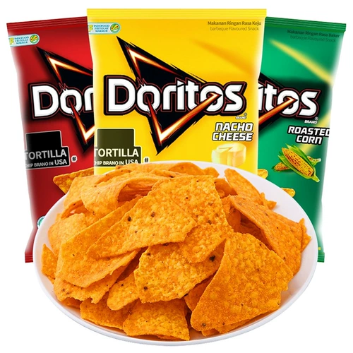 Индонезия импортировала Doritos Doritos Domoxi кукурузные таблетки Супер сильные сырные закуски для картофельных чипсов 150 г*3 упаковки