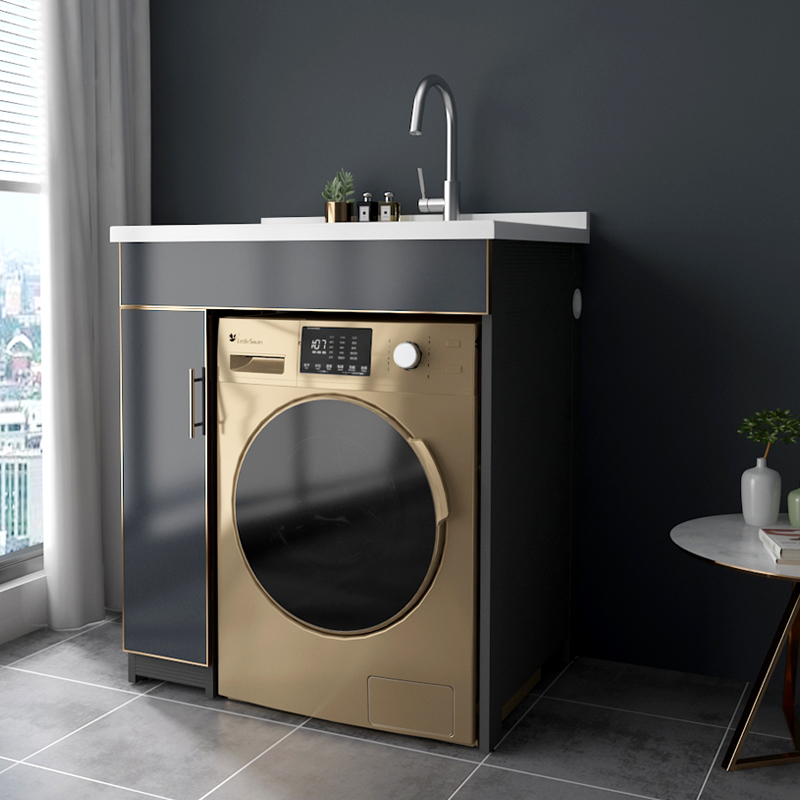 Balcony washing machine cabinet combined space aluminum small basin cabinet rock toilet quartz washing cover partner