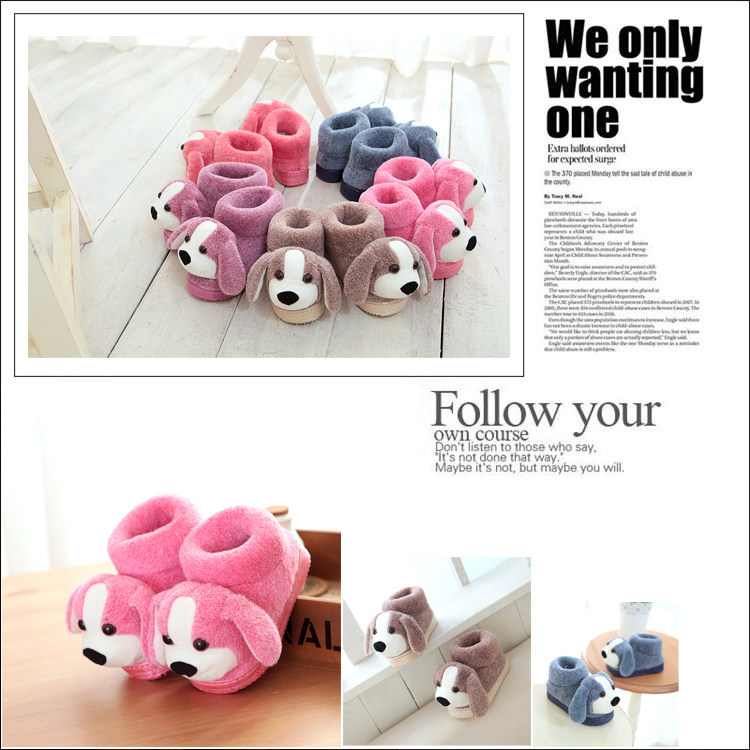 Pantoufles enfants en suède pour hiver - semelle caoutchouc - Ref 1011493 Image 7