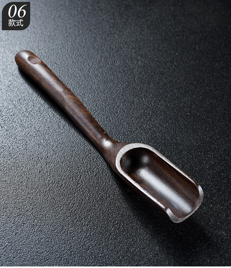 Howe auspicious ebony TSP teaspoons alloy shovel tea is the tea spoon, bamboo kung fu tea tea accessories