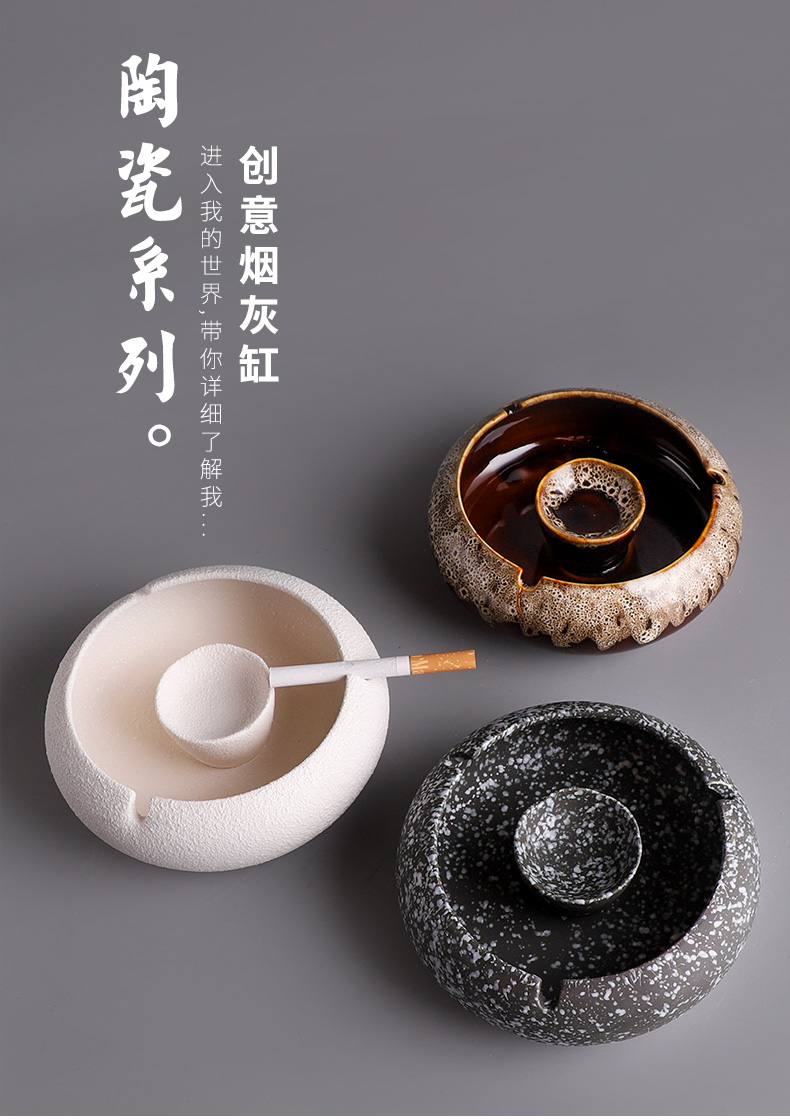 Hao auspicious ceramic ashtray creative move wind large home office European fashion ashtray