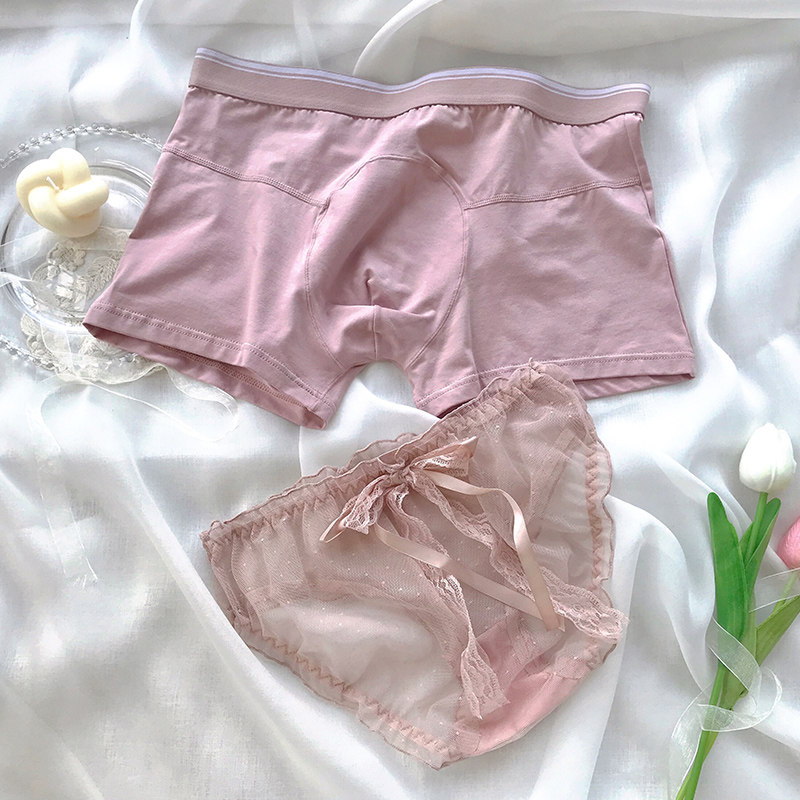 Couple underwear female summer thin section sexy lace boyfriend and girlfriend gift girl mesh cotton underwear men's underwear