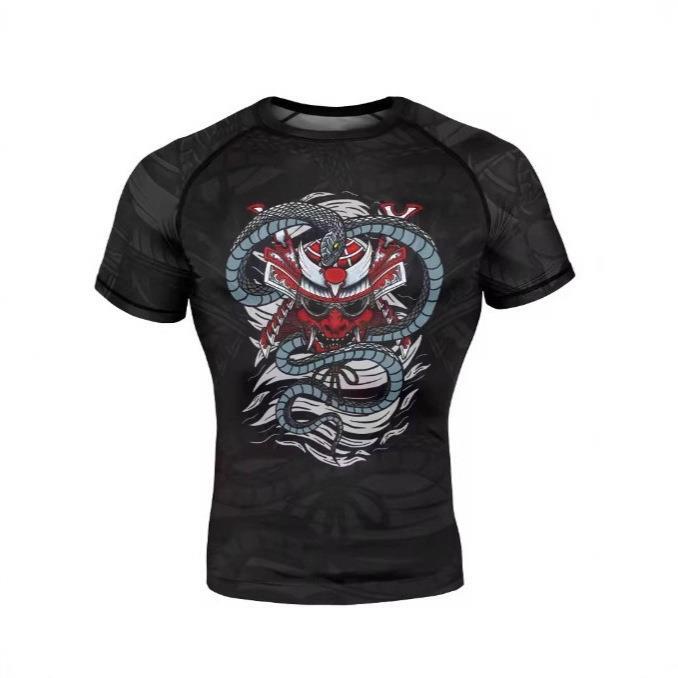 Ropa Mma, Boxing Compression Shirt Men's Sportswear 3D Dragon Print Muay Thai Sports T-Shirt Fitness Short-Sleeved T-Shirt