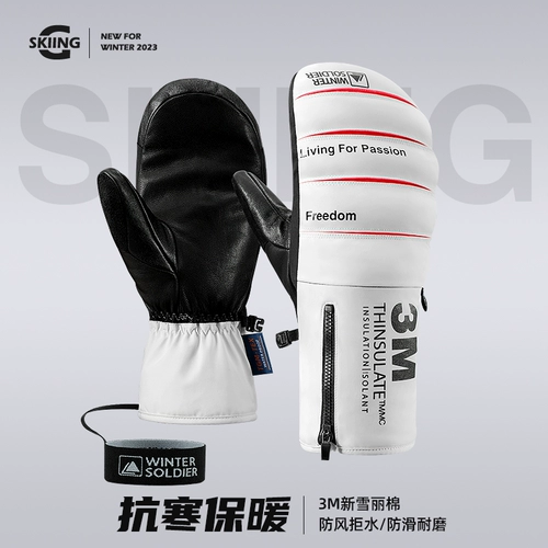 Лыжные износостойкие водонепроницаемые удерживающие тепло ветрозащитные перчатки подходит для мужчин и женщин