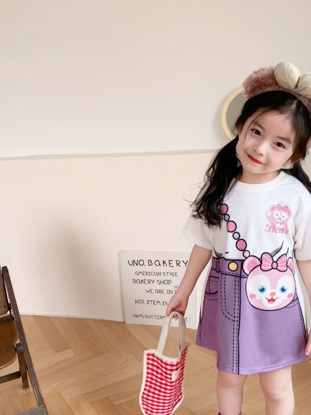 Lingnabeier Girls' Clothes Pure Cotton Short-Sleeved T-Shirt Dress Summer Children's Clothing Fake Two-Piece Western Style Star Dailou Dress