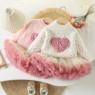 Girls' Sweet Korean-Style Tops 2026 New Autumn and Winter Baby Girl Sweaters Knitted Heart-Shaped Thickened Knitwear