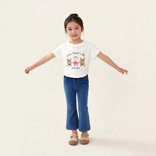 Girls' bootcut jeans, spring and autumn 2026 new style, small and medium-sized children's bell bottoms to wear as outerwear for girls, fashionable long pants