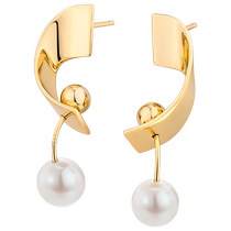 Bai Lan Natural Freshwater Pearl Earrings Womens 925 Silver Earrings Niche Design Temperament Earrings ED2000