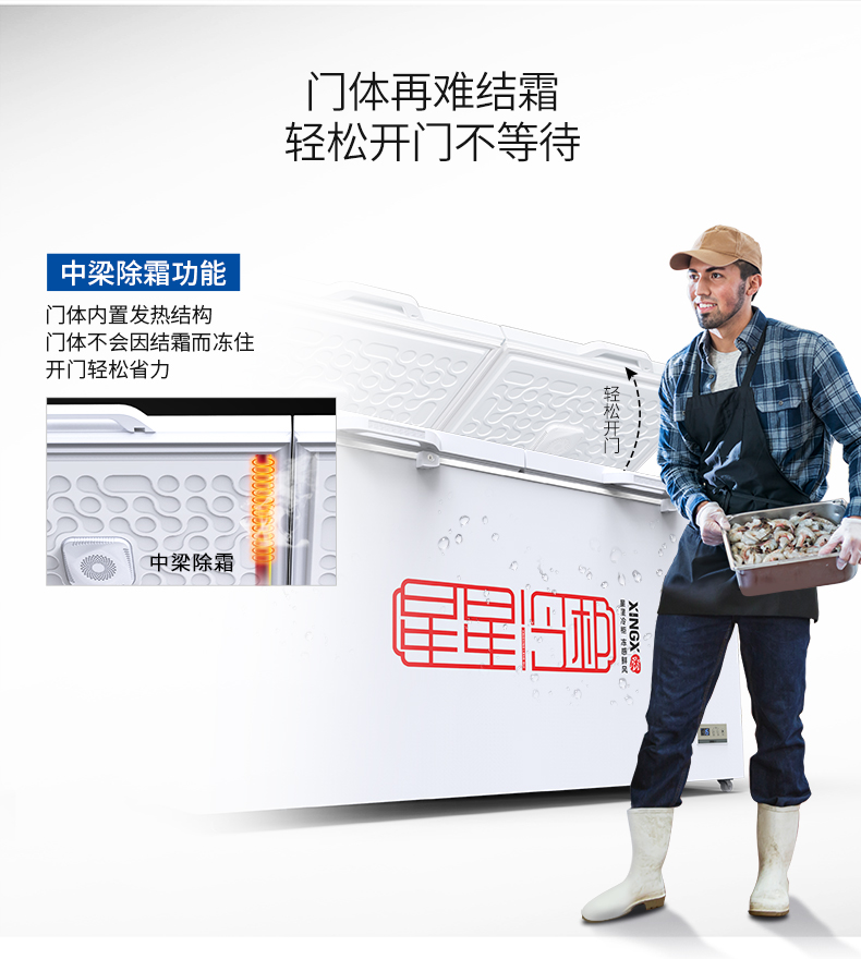 XINGX sao tủ đông BD BC-519E thương mại công suất lớn ngang nhiệt độ đơn tủ đông lớn - Tủ đông tủ bảo ôn mini