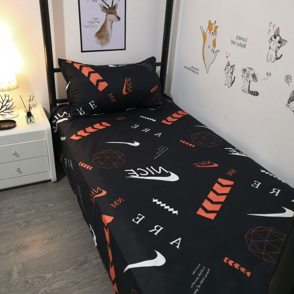 Black stain-resistant sheets one-piece student dormitory factory up and down single bed 0 9 net red tide brand home double bed