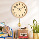 Solid Wood Creative Cream-Style Clock, Living Room Antique-Style Wall Clock, Large Wall-Mounted Home Silent French-Style Bedroom Clock