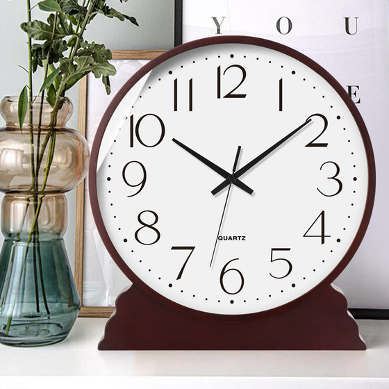 Living Room Precision Movement Table Clock Large Pendulum Table Clock Ornament Sitting Clock Display Antique Style Desktop Clock