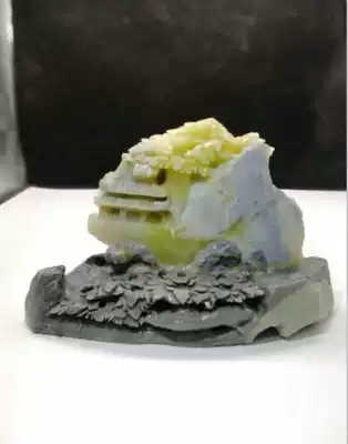 Qingtian closed door blue flower nail frozen stone ornaments freehand Jiangnan 725g 16 5*10*5 5cm