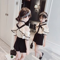 Girls suit summer 2021 new fashion Korean version of childrens summer clothes girls foreign style strapless suspender two-piece set tide