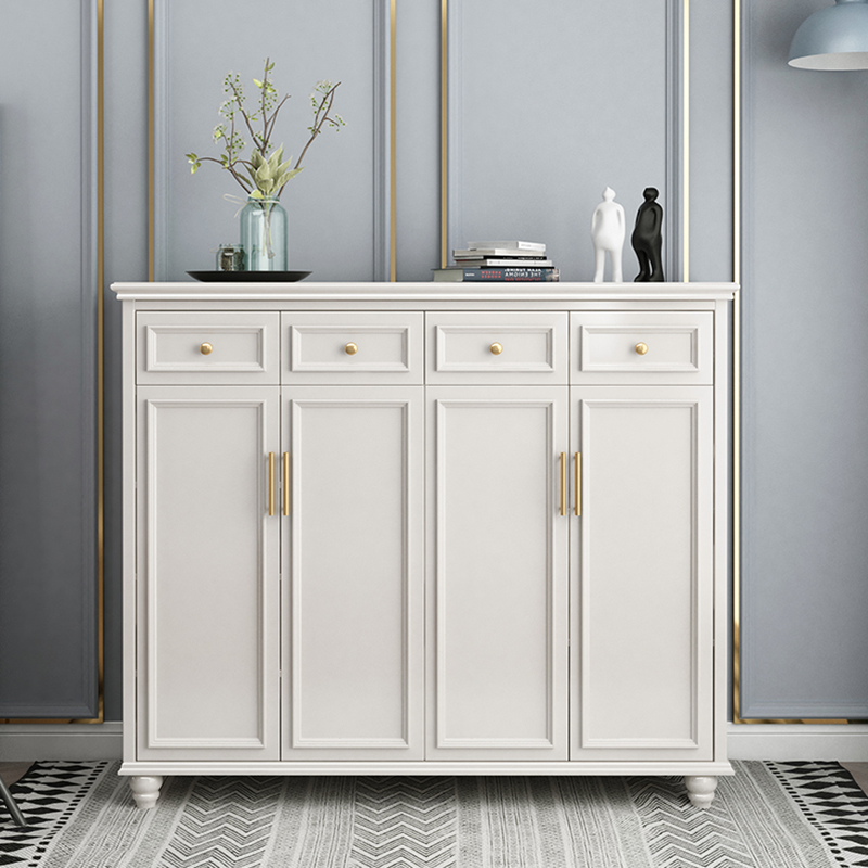 American-style solid wood shoe cabinet white large-capacity porch cabinet simple European-style shoe rack foyer cabinet modern light luxury small apartment
