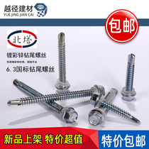 North Tower drill tail self-tapping self-drilling screw national standard screw color steel tile outer hexagonal drill tail nail M6 3