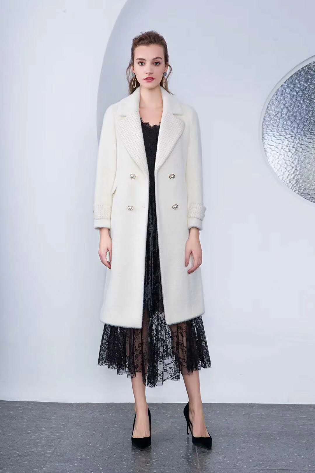 Áo khoác nỉ hai mặt cashmere chống mùa - Accentuated eo áo áo dạ dáng dài hàn quốc