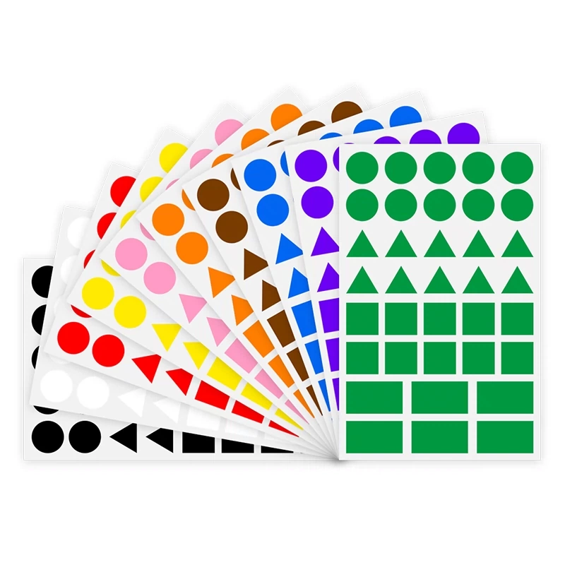 Square Stickers, Geometric Figures, Self-Adhesive Labels, Kidsren's Teaching and Cognitive Self-Adhesive Stickers, Triangles and Circles