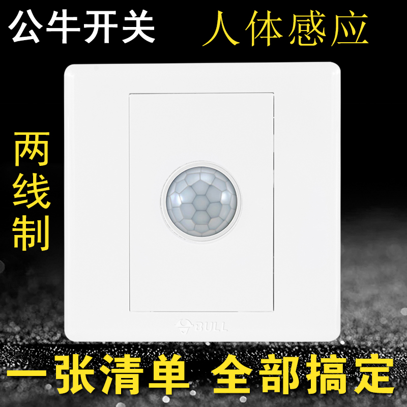 Bull switch socket human body infrared induction switch automatic control induction delay switch 220V panel