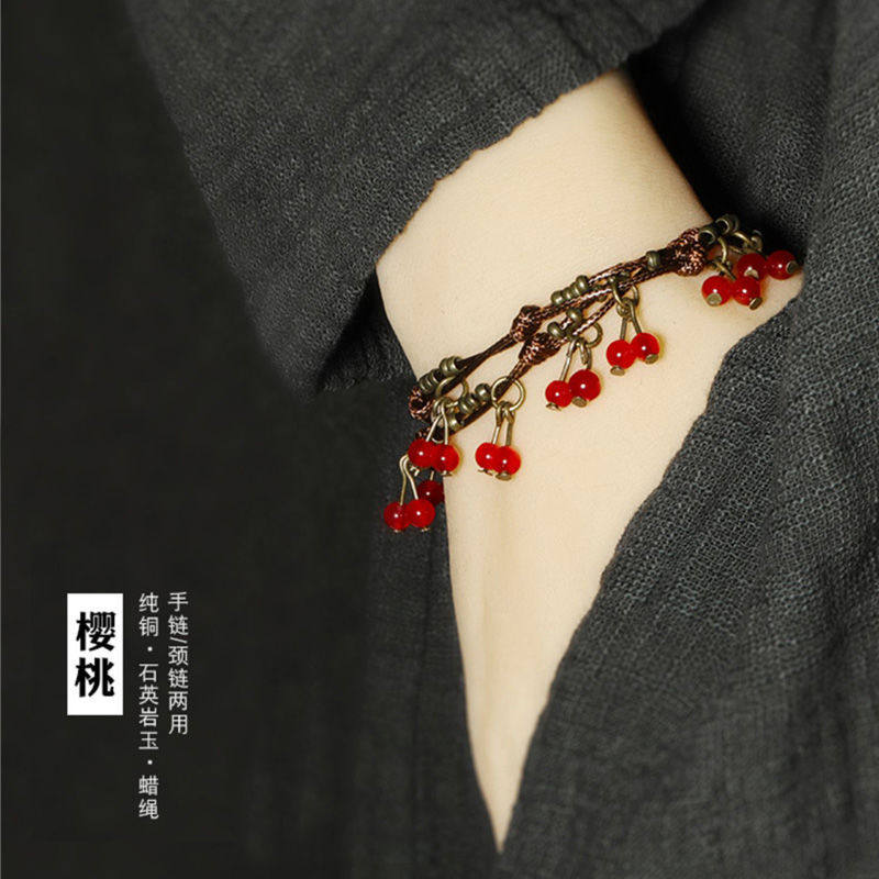 Cold style retro double-layer bracelet female ins minority design light luxury student Korean version simple personality bestie bracelet