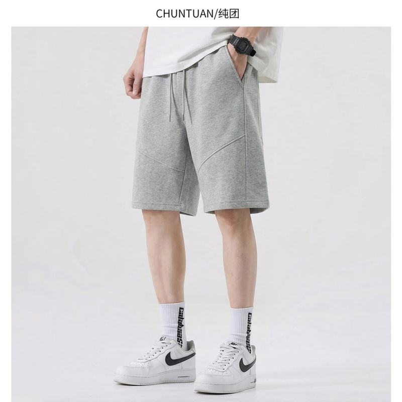 360g Heavyweight Shorts for Men, Summer 2026 New Style, Loose Fit, Sports Wear, Gray Sweatpants, Casual Five-Point Shorts