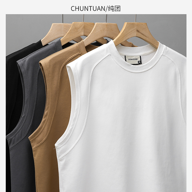 American Style 300g Heavyweight Vest for Men, New Summer Loose Fit Sports Fitness Sweatshirt, Air Cotton Sleeveless T-Shirt